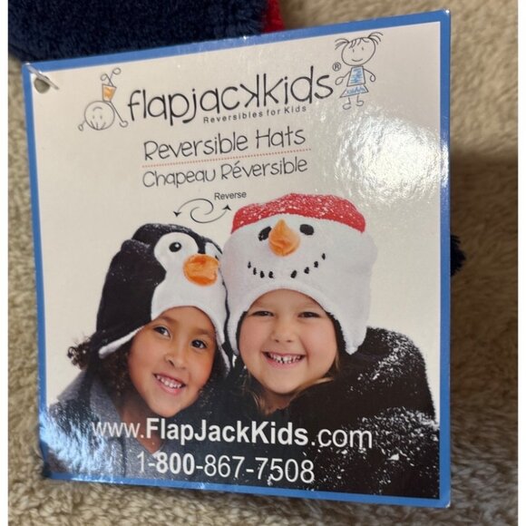 Flap Jack Kids Hat Baby / Toddler Reversible Winter With Dinosaurs Red Blue - Picture 6 of 10